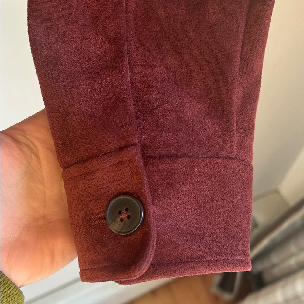 Zara Burgundy Suede Utility Jacket - Picture 4 of 8
